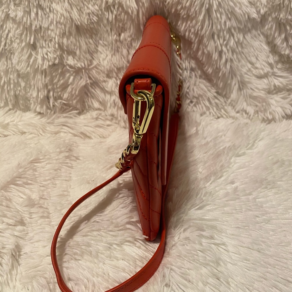 TORY BURCH ALEXA Clutch Bag POPPY ORANGE Leather - Picture 2 of 7